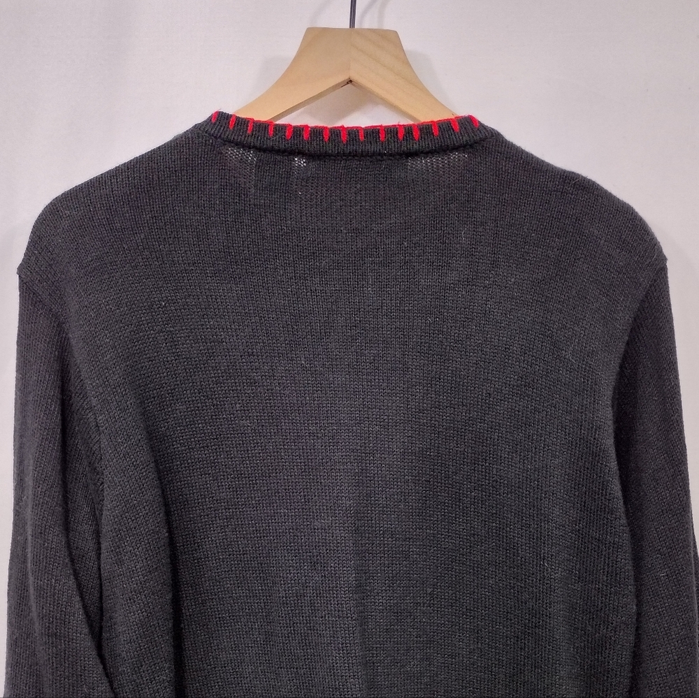 Vintage Victoria Jones Beaded Christmas Cardigan Sweater Women PXL Black Holiday - Picture 6 of 7
